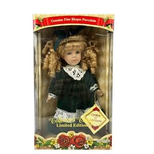 Collector's Choice Genuine Fine Bisque Porcelain Doll Limited Green Dress